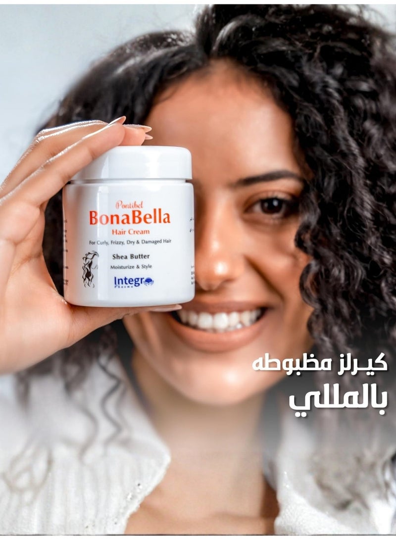 Bonabella Hair Cream with Shea Butter for Curly, Frizzy, Dry & Damaged Hair 200gm - Image 2